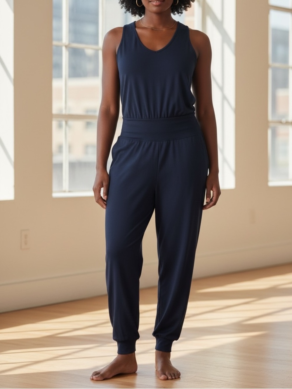 Sweaty Betty Navy Racerback Sleeveless Yoga Workout Jumpsuit XL (12)
